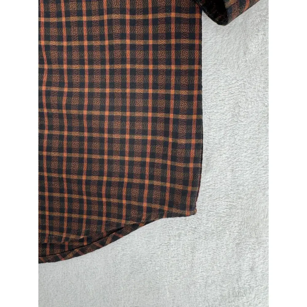 Taylor Stitch Jack Shirt Rust Black Plaid Button Down Shirt 42 L